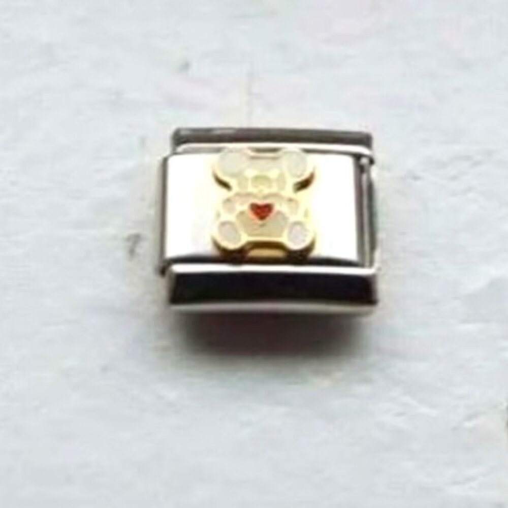 Little white enamel mouse 9mm stainless steel italian charm bracelet link new